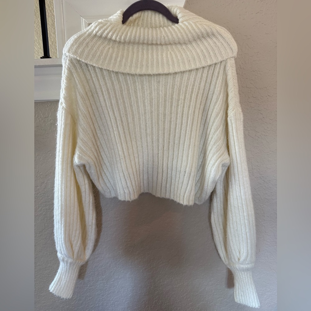 Urban Outfitters Cream Ribbed Cowl Neck Sweater